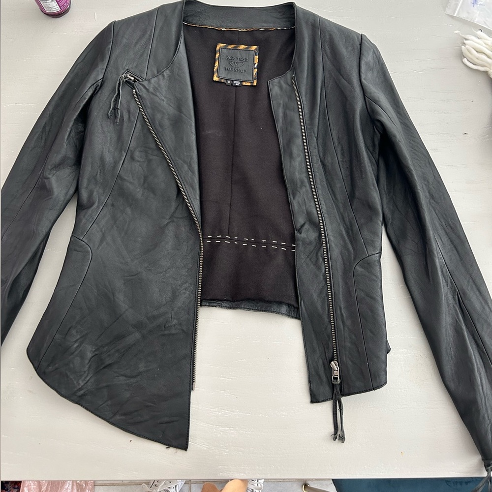 Kate moss for Topshop leather jacket black